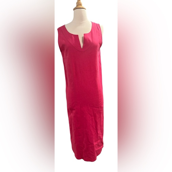 Coldwater Creek Vibrant Pink Linen-Blend Sleeveless Dress-size Med - Picture 2 of 8